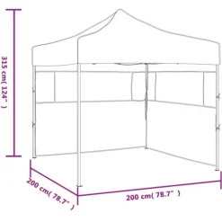 Hopfällbart partytält med sidoväggar - UV-skydd | Färg: Blå | Storlek: 2x2 m
