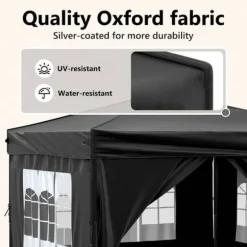 Hopfällbart partytält med sidoväggar - 3x3 m | Färg: Svart