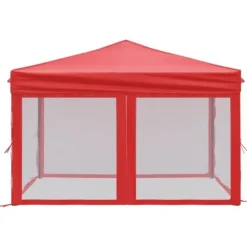 Hopfällbart partytält med sidoväggar - Uteplats, BBQ & Fester | Färg: Röd | Storlek: 3x3 m