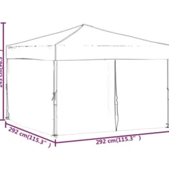 Hopfällbart partytält med sidoväggar - Uteplats, BBQ & Fester | Färg: Röd | Storlek: 3x3 m