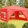 Hopfällbart partytält med sidoväggar röd 3x3 m