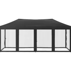 Hopfällbart partytält med sidoväggar antracit 3x6 m