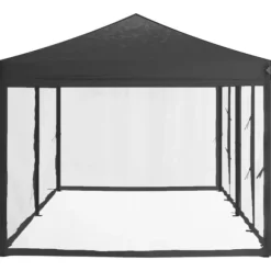 Hopfällbart partytält med sidoväggar antracit 3x6 m