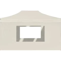 Hopfällbart partytält med väggar - Elegant solskydd för utomhusevent | Färg: Gräddvit | Storlek: 4,5x3 m