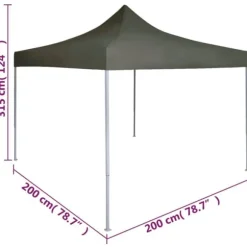 Hopfällbart partytält 2x2 m - UV- och vattenresistent | Färg: Antracit | Storlek: 2x2 m
