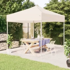 Hopfällbart partytält 2x2 m - Vattentålig och UV-skyddande | Färg: Gräddvit | Storlek: 2x2 m