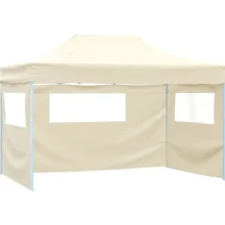 Hopfällbart tält med 3 väggar 3x4,5 m gräddvit
