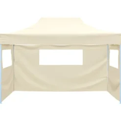 Hopfällbart tält med 3 väggar 3x4,5 m gräddvit