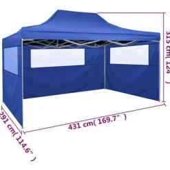 Hopfällbart tält med 3 väggar 3x4,5 m blå - Tält - Partytält - Home & Living