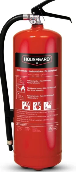Housegard Brandsläckare, 6 kg pulver | Röd | För hemmet, villan, fritidshuset och kontoret rekommenderas en pulversläckare på 6 kg | Högsta släckeffek | CDON