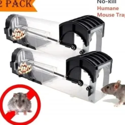 Humane musfälla, gnagarfälla, döda inte bur, för att fånga en levande mus, fällor för fångst och släpp, 2 pack