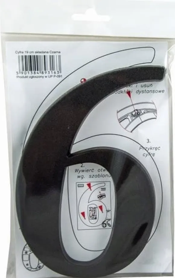 Husnummer 6 eller 9 svart 19 cm