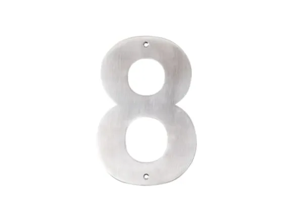 Husnummer 8 rostfritt stål