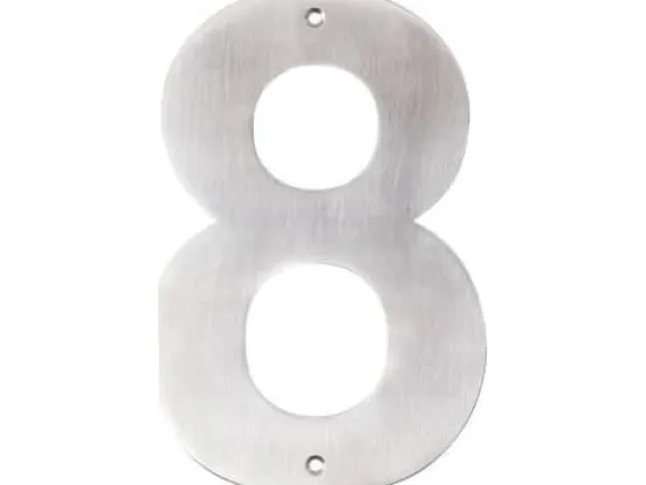 Husnummer 8 rostfritt stål