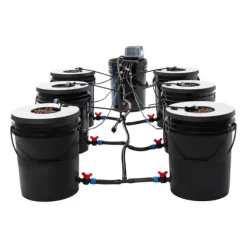Hydroponisk hinkset, 7-hinkssystem, hög effektivitet luftpump,svart