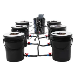 Hydroponisk hinkset, 7-hinkssystem, hög effektivitet luftpump,svart