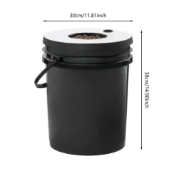 Hydroponisk odling - DWC-system - 7 hinkar - 20 L per hink - 30×38 cm per hink - EU-kontakt 220–240 V 9 W - Svart