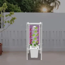 Hydroponisk tornträdgård - Inomhus odlingssystem - 6 nivåer - 30 planthål - 4 LED växtlampor - Självvattnande - Smart - Vit