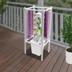 Hydroponisk tornträdgård - Inomhus odlingssystem - 6 nivåer - 30 planthål - 4 LED växtlampor - Självvattnande - Smart - Vit