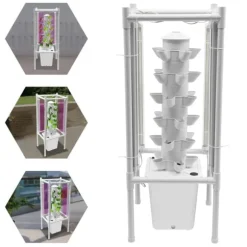 Hydroponisk tornträdgård - Inomhus odlingssystem - 6 nivåer - 30 planthål - 4 LED växtlampor - Självvattnande - Smart - Vit