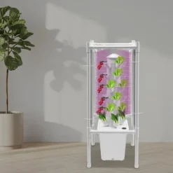 Hydroponisk tornträdgård - Inomhus odlingssystem - 6 nivåer - 30 planthål - 4 LED växtlampor - Självvattnande - Smart - Vit