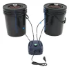 Hydroponiskt DWC odlingssystem - Komplett kit - 2×18,9 L hinkar - Luftpump 4×4 L/min - 220V 50Hz EU-plugg - PP-plast - Svart