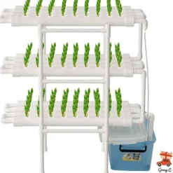 Hydroponiskt Grönsaksodlingskit, 3 Lager, 108 Växtplatser, PVC-material, Jordlös System, Kompakt Design
