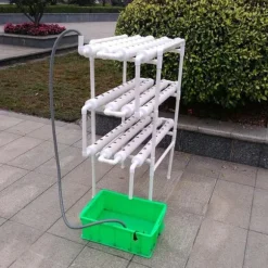 Hydroponiskt odlingskit - Rörsystem för växter - 90 odlingsplatser - 3 lager - PVC-U - Rör Ø 6,3 cm - Hål Ø 3,2 cm - Ljusgrå