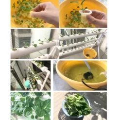 Hydroponiskt odlingskit - 3-nivåsystem, 90 planteringsplatser - Jordlös odling - Vattenbesparande - Odlingskrukor med ställ - Vit