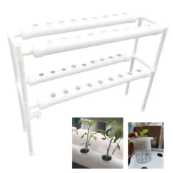 Hydroponiskt odlingskit - Såbrätte med lock - Dubbla Lager - Med 36 Hål - För Balkong & Inomhus - Plast - Vit