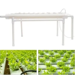 Hydroponiskt odlingskit - 6-rörssystem - 54 odlingsplatser - 1 nivå - PVC - Komplett set - Vit