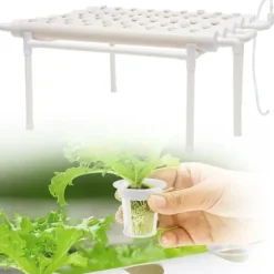 Hydroponiskt odlingskit - 6-rörssystem - 54 odlingsplatser - 1 nivå - PVC - Komplett set - Vit