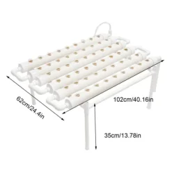 Hydroponiskt odlingskit - 6-rörssystem - 54 odlingsplatser - 1 nivå - PVC - Komplett set - Vit