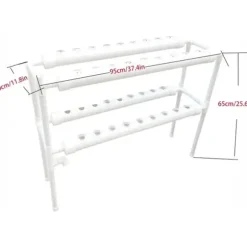 Hydroponiskt Odlingskit - Hydroponiskt Odlingssystem - 2 Nivåer - 72 Växtplatser - Bevattningssystem - Vit