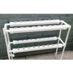 Hydroponiskt Odlingskit - Hydroponiskt Odlingssystem - 2 Nivåer - 72 Växtplatser - Bevattningssystem - Vit