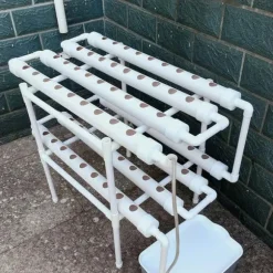 Hydroponiskt Odlingskit - Hydroponiskt System - PVC, 2 Nivåer, 72 Hål, För Sticklingar & Fröer, Inomhusodling - Vit