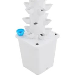 Hydroponiskt odlingskit - Vertikalt odlingstorn - 45 odlingshål - 9 nivåer - Inomhus - Vattenpump - Vattennivåmätare - EU-kontakt - Vit