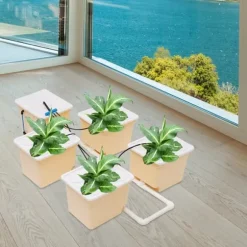 Hydroponiskt Odlingskit - 4-Hinkars System - Pump 300 l/h - 11 l Hinkar - Komplett Set - För Inomhus/Utomhus