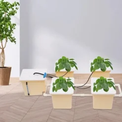 Hydroponiskt Odlingskit - 4-Hinkars System - Pump 300 l/h - 11 l Hinkar - Komplett Set - För Inomhus/Utomhus