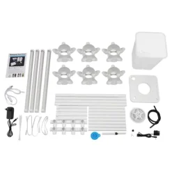 Hydroponiskt odlingskit - Vertikalt odlingstorn - 6 lager - 30 planteringshål - 10 l vattentank - För grönsaker & örter - Vit