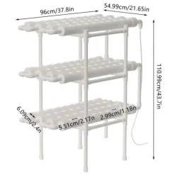 Hydroponiskt odlingskit, 3-lagerssystem, 108 planteringsplatser,VIT