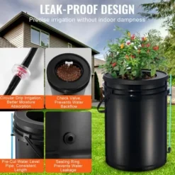 Hydroponiskt odlingssystem, Deep Water Culture 30x30x38 cm, svart, 2 hinkar