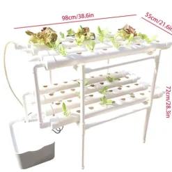 Hydroponiskt odlingssystem - 2-lagers NFT rörkit - 72 hål - 32 mm håldiameter - 220V/50Hz - Balkong - Utan vattentank - Vit