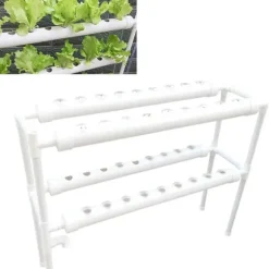 Hydroponiskt odlingssystem - 2-lagers NFT rörkit - 72 hål - 32 mm håldiameter - 220V/50Hz - Balkong - Utan vattentank - Vit