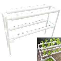 Hydroponiskt odlingssystem - 2-lagers NFT rörkit - 72 hål - 32 mm håldiameter - 220V/50Hz - Balkong - Utan vattentank - Vit