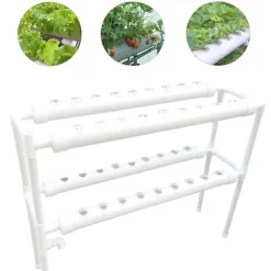 Hydroponiskt odlingssystem - 2-lagers NFT rörkit - 72 hål - 32 mm håldiameter - 220V/50Hz - Balkong - Utan vattentank - Vit