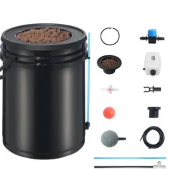 Hydroponiskt odlingssystem, 5-gallons djupvattenkultur, 30x30x38 cm, svart, PP-material