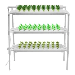 Hydroponiskt odlingssystem, 90 växtplatser, hållbar PVC-konstruktion, inomhus/utomhus användning
