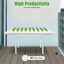 Hydroponiskt odlingssystem - 1-lagers rörsystem - 54 odlingsplatser - PVC-U - Rör Ø 6,3 cm, Hål Ø 3,2 cm - Vattensnålt - Ljusgrå