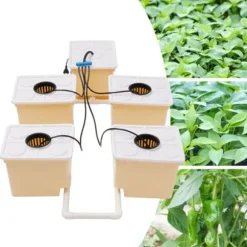 Hydroponiskt odlingssystem, 4 planteringskärl, effektiv DWC-system, högkapacitets vattenpump